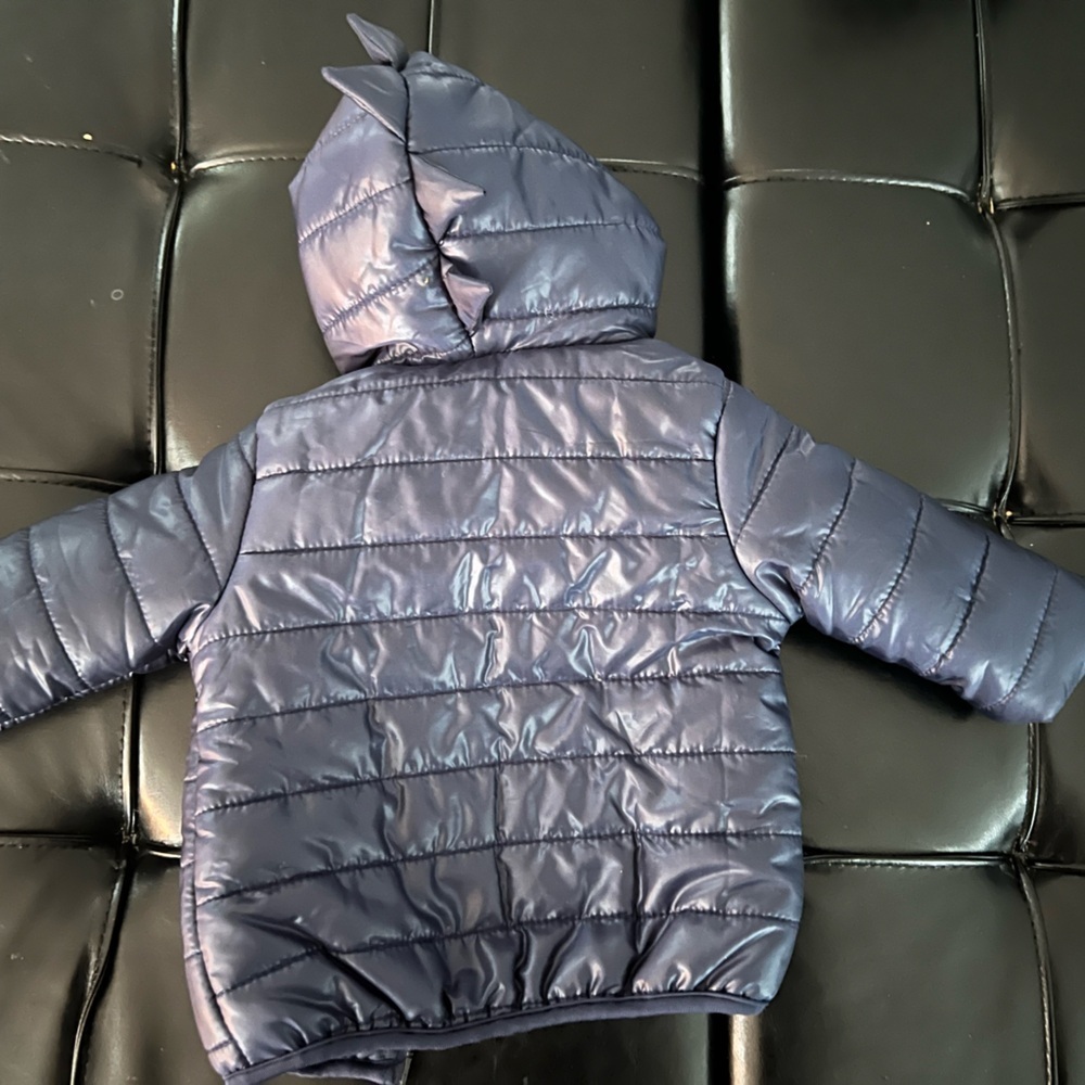 First Impressions Navy Puffer Jacket with Spiked Hood - Picture 3 of 4